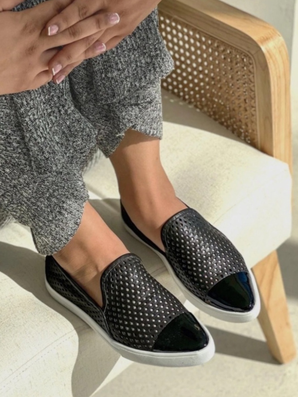 Jibs Slim Slip On Sneakers in Black/Onyx Leather